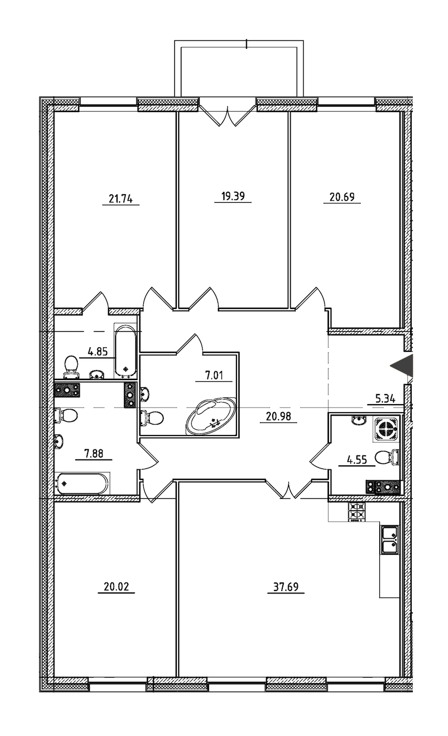 4-комнатная квартира 171.71 м², 3/9 эт., ЖК «Петровская Доминанта»